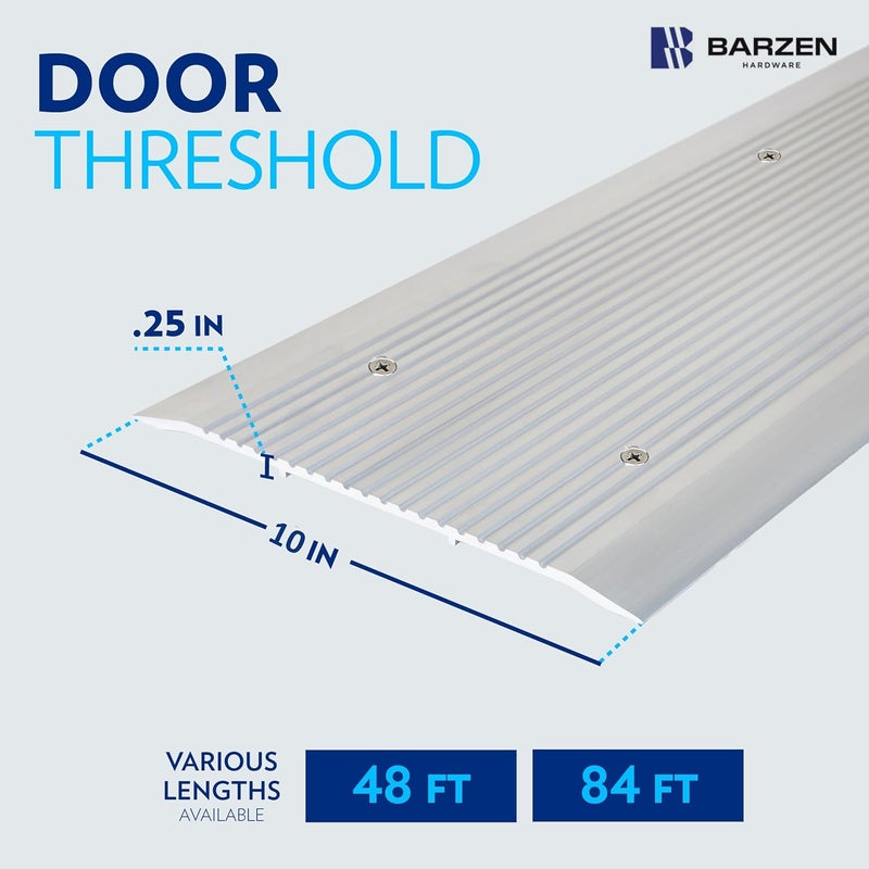 Barzen Premium Aluminum Threshold - Exterior Door Threshold Transition Strip - ADA Wheelchair Compliance (Black Anodize, 10" Wide x 36" Long) - Image 2